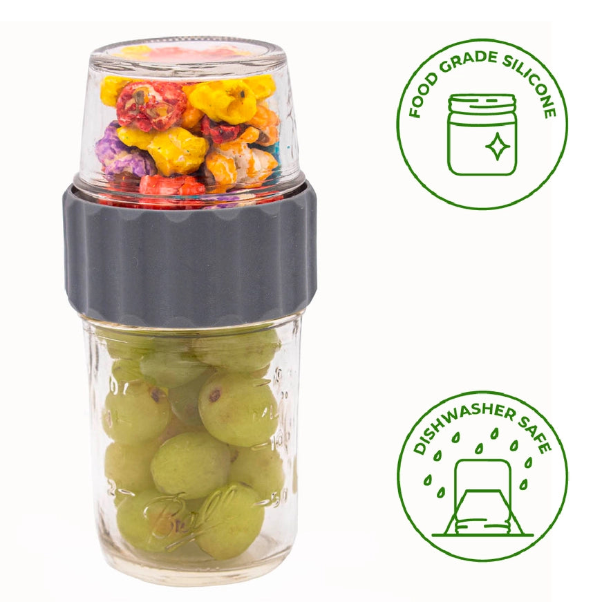 2-in-1 Lid to Connect Two Regular Mouth Mason Jars with 2 Silicone Lid Liners