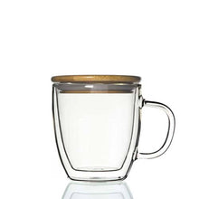 Load image into Gallery viewer, Double Wall Glass Mug with Bamboo Lid