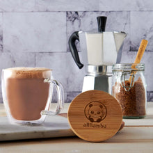 Load image into Gallery viewer, Double Wall Glass Mug with Bamboo Lid