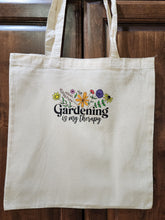 Load image into Gallery viewer, &quot;Gardening Therapy&quot; Cotton Tote Bag
