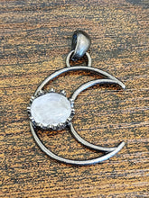 Load image into Gallery viewer, Moon Pendant with Crystal - Gunmetal
