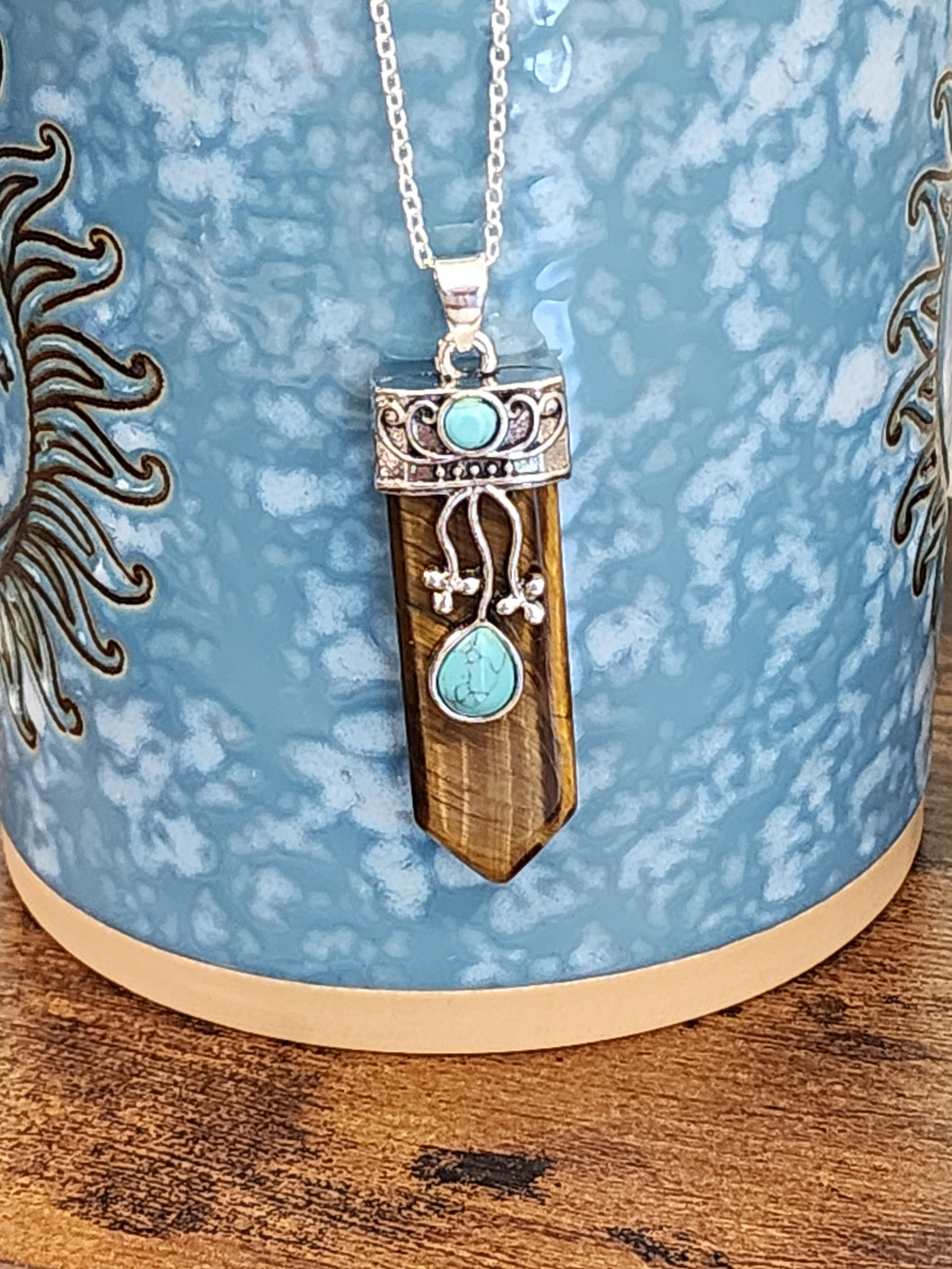 Tigers Eye Pendant with Accent Stones