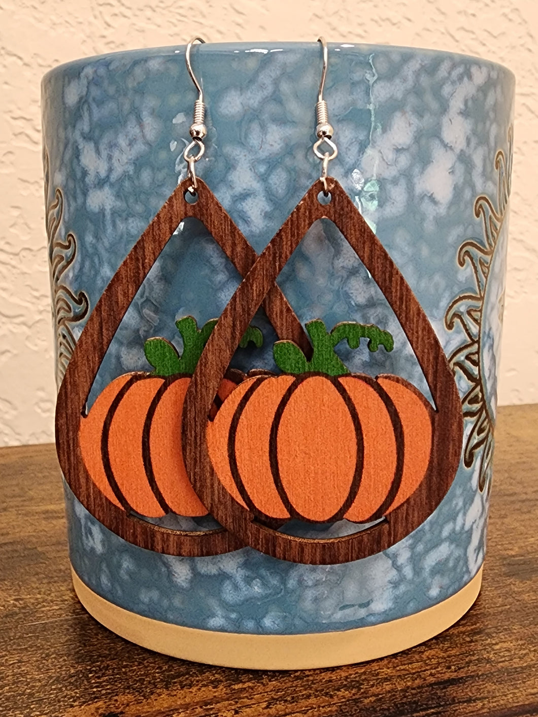 Pumpkin Wood Earrings
