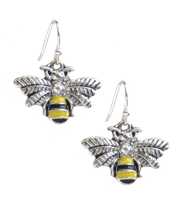 Bee (wing detail) Epoxy & Metal Earrings