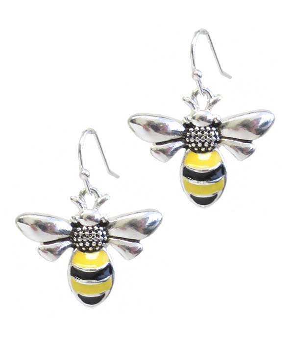Bee Epoxy & Metal Earrings
