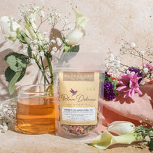 Load image into Gallery viewer, Evening in the Garden Elderflower Rose Lemon Herbal Tea loose leaf - Plum Deluxe Tea
