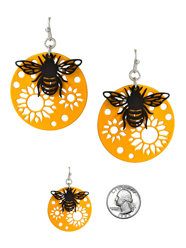 Bee Metal Disc Earrings