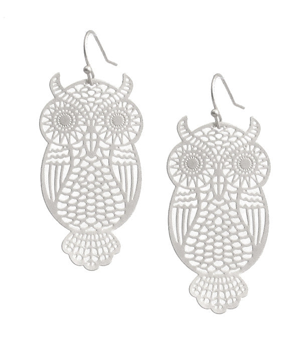 Owl Metal Filigree Earrings
