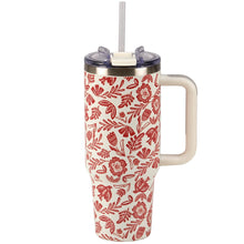 Load image into Gallery viewer, Red Floral 40 oz. Travel Mug
