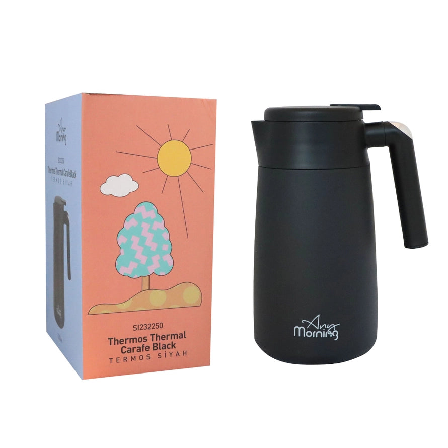 Any Morning Thermos Thermal Carafe, 40 oz, Black