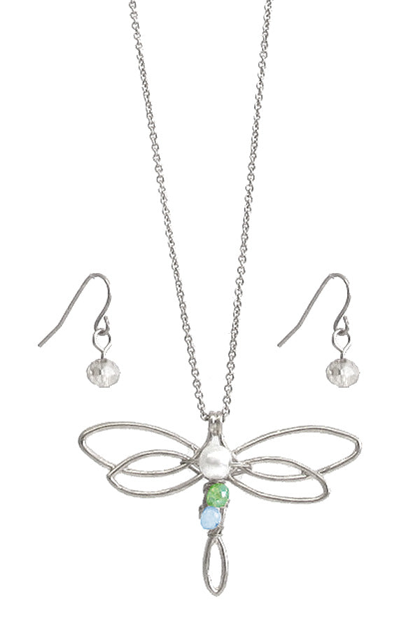 Dragonfly Necklace & Earrings Set