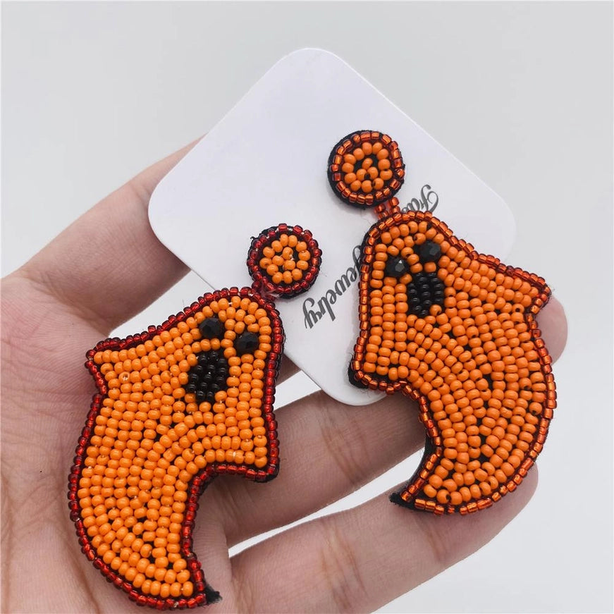 Hand-Woven Beads Ghost Halloween Earrings