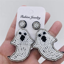 Load image into Gallery viewer, Hand-Woven Beads Ghost Halloween Earrings
