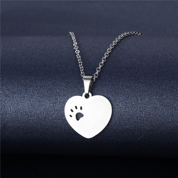 Paw in Heart Pendant Necklace