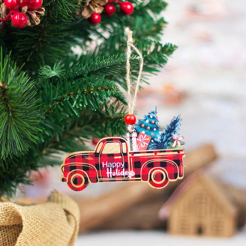 Christmas Truck- Wood Hanging Ornaments