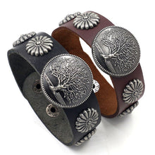 Load image into Gallery viewer, Tree of Life Studded Cowhide Bracelet
