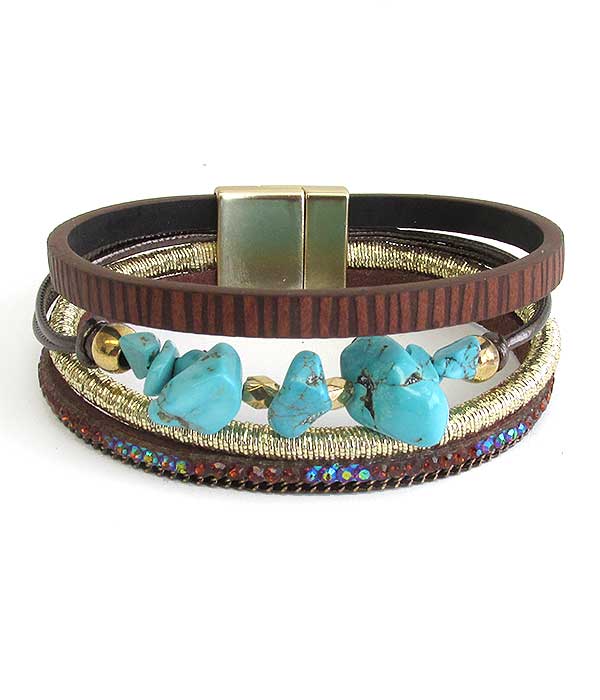 Beads & Leather Bracelet