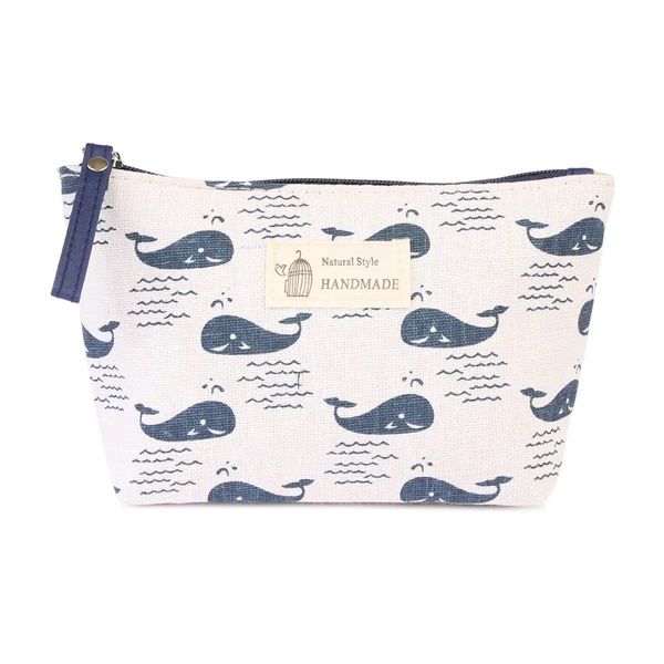 Whale Print Cosmetic Bag